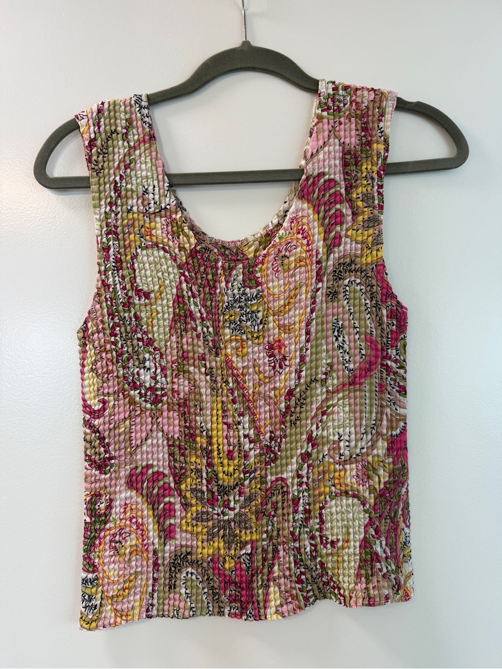 Vintage Sleeveless Paisley Print Tank Top - Pink